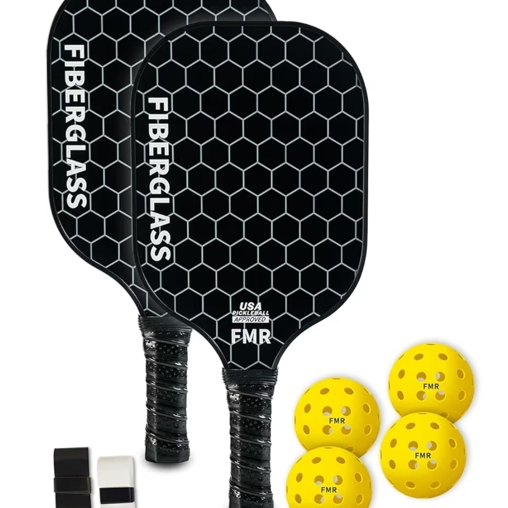 Fiberglass Pickleball Set - Black and Yellow